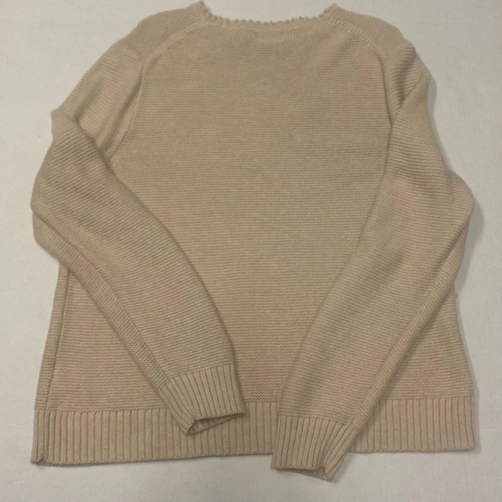 J. Crew Classic Beige Wool Blend Crew Neck Chunky Sweater Size XL